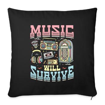 La musique survivra à la musique de la vieille école - Housse de coussin décorative 45 x 45 cm - noir - Devant