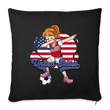Usa Soccer - Housse de coussin décorative 45 x 45 cm - noir - Devant