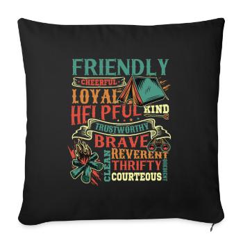 Traits de caractère scout Scoutisme - Housse de coussin décorative 45 x 45 cm - noir - Devant