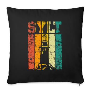 Sylt Leuchtturm - Sofakissenbezug 45 x 45 cm - Schwarz - Vorne
