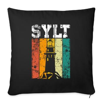Sylt Leuchtturm - Sofakissenbezug 45 x 45 cm - Schwarz - Vorne
