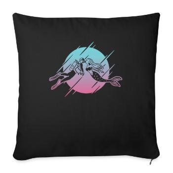 Plongeur sous-marin embrassant la sirène - Housse de coussin décorative 45 x 45 cm - noir - Devant