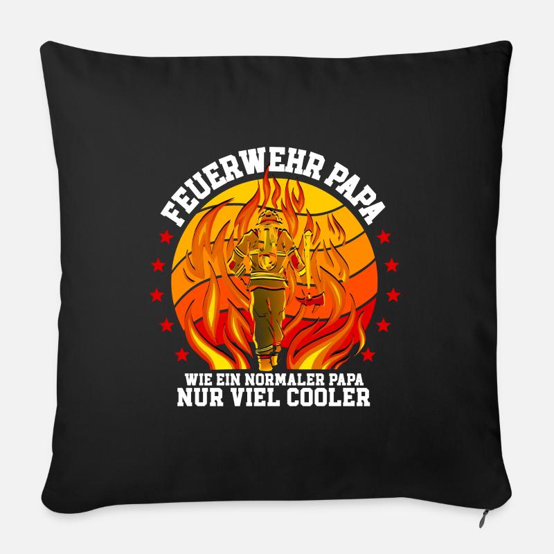 Feuerwehr Papa Feuerwehrmann - Sofakissenbezug 45 x 45 cm - Schwarz