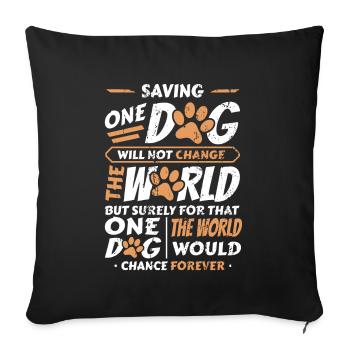 Saving One Dogs World Animal Rescue, niche pour chiens. - Housse de coussin décorative 45 x 45 cm - noir - Devant
