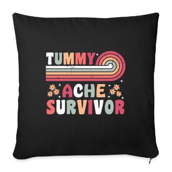 Tummy Ache Survivor Retro 70s Cadeau - Housse de coussin décorative 45 x 45 cm - noir - Devant