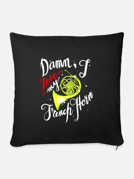 Funny French Horn Musical Instrument - Sofakissenbezug 45 x 45 cm - Schwarz