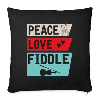 Peace Love Fiddle Musical Instrument - Sofakissenbezug 45 x 45 cm - Schwarz - Vorne