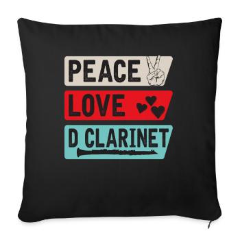 Peace Love D Clarinet Musical Instrument - Sofa pillowcase 17,3'' x 17,3'' (45 x 45 cm) - black - Front