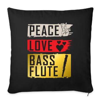 Peace Love Bass Flute Musical Instrument - Sofakissenbezug 45 x 45 cm - Schwarz - Vorne