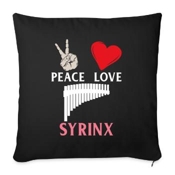 Peace Love Syrinx Instrument de musique - Housse de coussin décorative 45 x 45 cm - noir - Devant