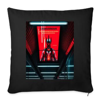Futuristic cyborg in subway station - Sofa pillowcase 17,3'' x 17,3'' (45 x 45 cm) - black - Front