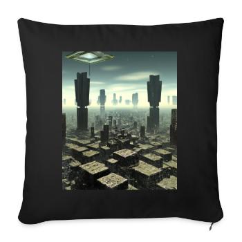 Science Fiction City Future - Sofa pillowcase 17,3'' x 17,3'' (45 x 45 cm) - black - Front