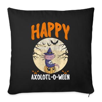 Halloween Axolotl Scary Pumpkins & Skull - Sofa pillowcase 17,3'' x 17,3'' (45 x 45 cm) - black - Front