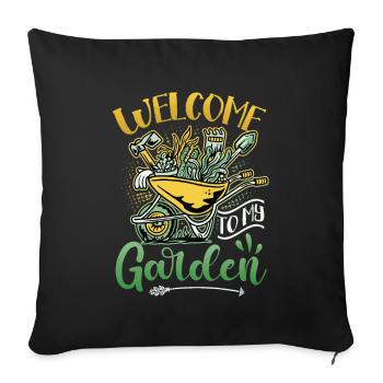 Bienvenue dans mon jardin - Jardinage - Housse de coussin décorative 45 x 45 cm - noir - Devant