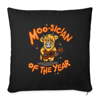 Moo-sician de l’année Scottish Highland Cow - Housse de coussin décorative 45 x 45 cm - noir - Devant
