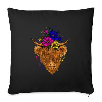 Scottish Highland Cow Cattle Cow Whisperer Farming - Sofa pillowcase 17,3'' x 17,3'' (45 x 45 cm) - black - Front