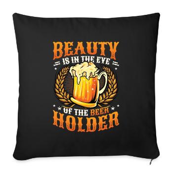 Lustiger Biertrinker - Sofakissenbezug 45 x 45 cm - Schwarz - Vorne