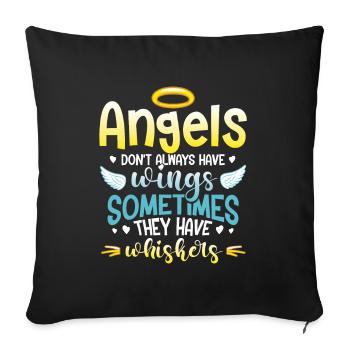 Angels Don't Always Have Wings. - Sofa pillowcase 17,3'' x 17,3'' (45 x 45 cm) - black - Front