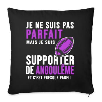 supporter rugby stade angoulême club rugby SA XV - Housse de coussin décorative 45 x 45 cm - noir - Devant