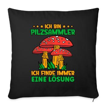 Pilzsammler Pilz Sucher - Sofakissenbezug 45 x 45 cm - Schwarz - Vorne