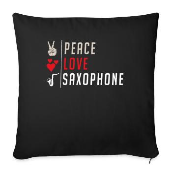 Peace Love Saxophone Marching Band - Housse de coussin décorative 45 x 45 cm - noir - Devant
