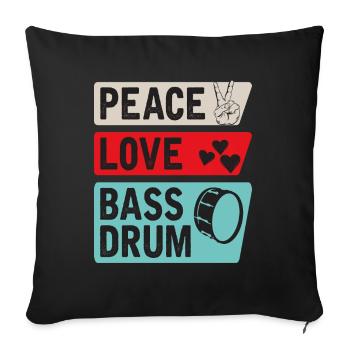 Peace Love Bass Drum Music Instrument - Sofakissenbezug 45 x 45 cm - Schwarz - Vorne