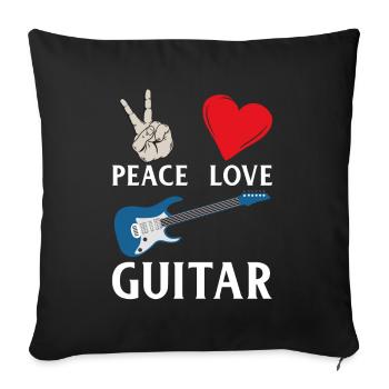 Peace Love Guitar Guitarist Guitar Lover - Sofa pillowcase 17,3'' x 17,3'' (45 x 45 cm) - black - Front