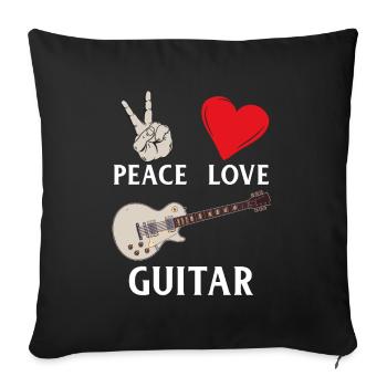 Peace Love Guitare Guitaristes Musique - Housse de coussin décorative 45 x 45 cm - noir - Devant