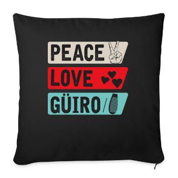 Peace Love Güiro Instrument Güiro Joueur - Housse de coussin décorative 45 x 45 cm - noir - Devant
