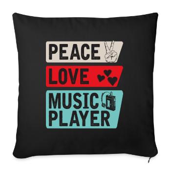 Peace Love Music Player Mélomanes - Housse de coussin décorative 45 x 45 cm - noir - Devant