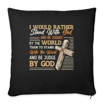 Tenez-vous aux côtés de Dieu, de la religion chrétienne. - Housse de coussin décorative 45 x 45 cm - noir - Devant