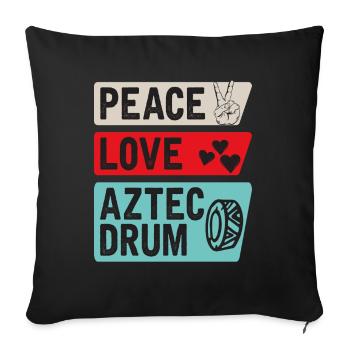 Peace Love Aztec Drum Instrument de musique - Housse de coussin décorative 45 x 45 cm - noir - Devant