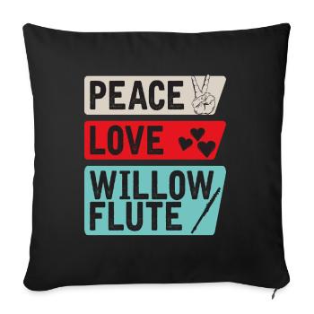 Peace Love Willon Flute Instrument - Sofakissenbezug 45 x 45 cm - Schwarz - Vorne