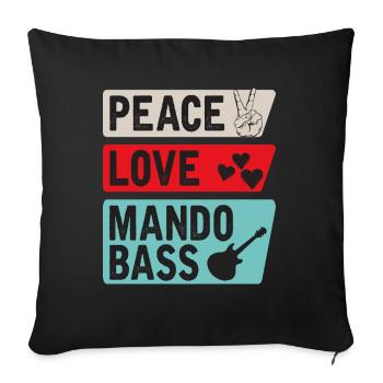 Peace Love Mando Bass Bluegrass Musique - Housse de coussin décorative 45 x 45 cm - noir - Devant