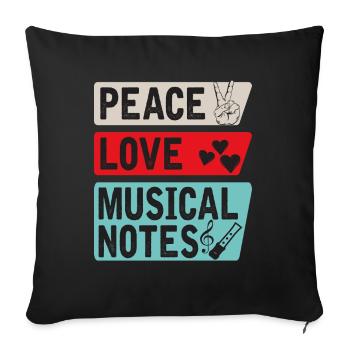 Peace Love Musical Notes Instrument - Sofakissenbezug 45 x 45 cm - Schwarz - Vorne