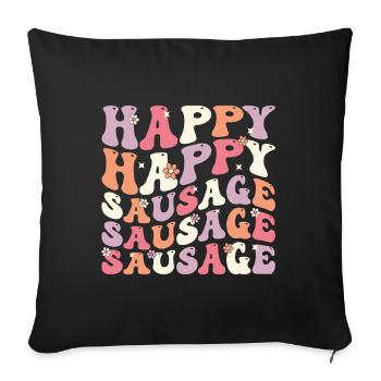 Groovy Happy Sausage - Sofa pillowcase 17,3'' x 17,3'' (45 x 45 cm) - black - Front