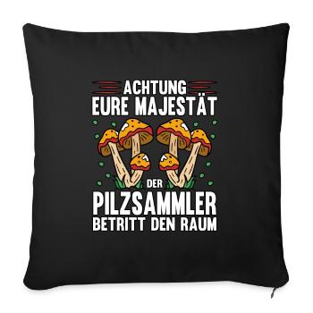 Pilzsammler Pilz Sucher - Sofakissenbezug 45 x 45 cm - Schwarz - Vorne