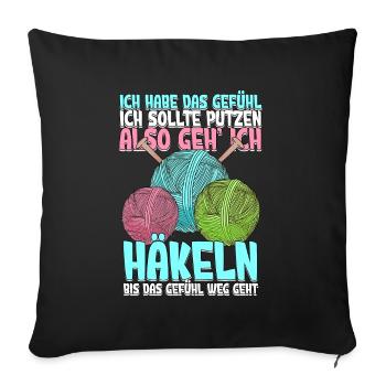 Häkeln - Sofakissenbezug 45 x 45 cm - Schwarz - Vorne