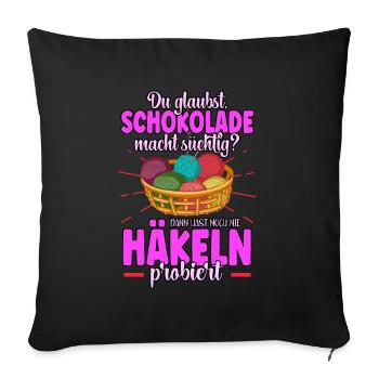 Häkeln - Sofakissenbezug 45 x 45 cm - Schwarz - Vorne