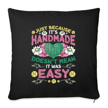 Handmade, for sewing crochet. - Sofa pillowcase 17,3'' x 17,3'' (45 x 45 cm) - black - Front