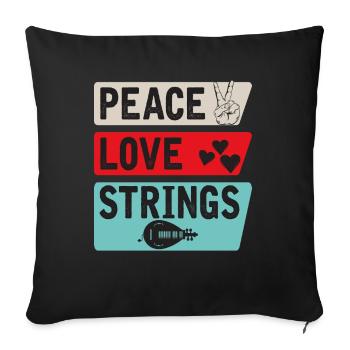 Peace Love Strings Acoustic Guitar Music - Sofakissenbezug 45 x 45 cm - Schwarz - Vorne