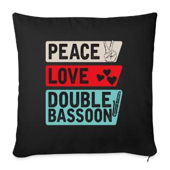 Peace Love Instrument de contrebasson - Housse de coussin décorative 45 x 45 cm - noir - Devant