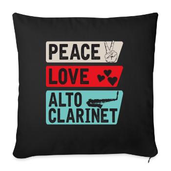 Peace Love Alto Clarinet Instrument - Sofa pillowcase 17,3'' x 17,3'' (45 x 45 cm) - black - Front