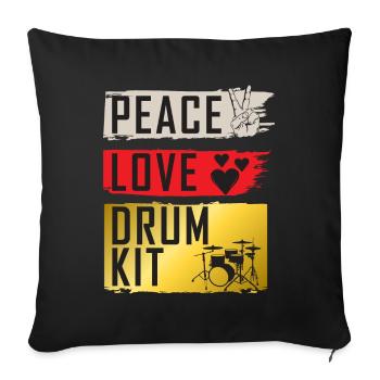 Peace Love Drum Kit Instrument Drummers - Sofakissenbezug 45 x 45 cm - Schwarz - Vorne