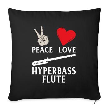 Peace Love Hyperbass Instrument de flûte - Housse de coussin décorative 45 x 45 cm - noir - Devant