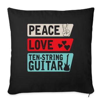 Peace Love Ten-String Guitar Instrument - Sofakissenbezug 45 x 45 cm - Schwarz - Vorne