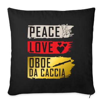 Peace Love Hautbois Da Caccia Instrument - Housse de coussin décorative 45 x 45 cm - noir - Devant