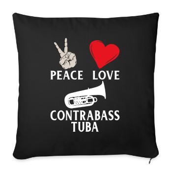 Peace Love Contrabass Tuba Instrument - Sofakissenbezug 45 x 45 cm - Schwarz - Vorne