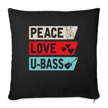Peace Love U-Bass Strings Ukelele Music - Sofa pillowcase 17,3'' x 17,3'' (45 x 45 cm) - black - Front