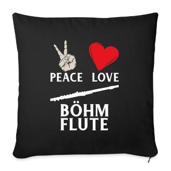 Peace Love Bohm Flute Musical Instrument - Sofakissenbezug 45 x 45 cm - Schwarz - Vorne